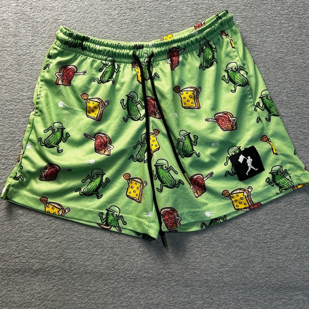 Baseballism Athletic Shorts Mens Large Pickleball Graphic Green Stretch